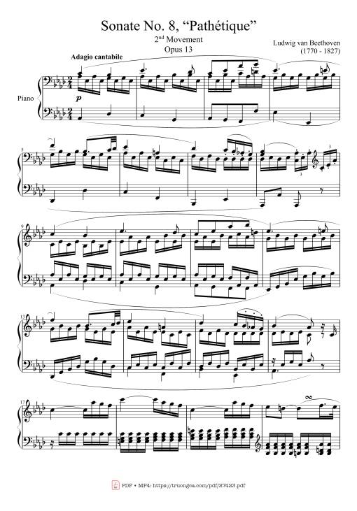 Sonate No. 8, Pathétique Piano