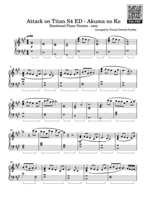 Attack on Titan S4 ED - Akuma no Ko Piano