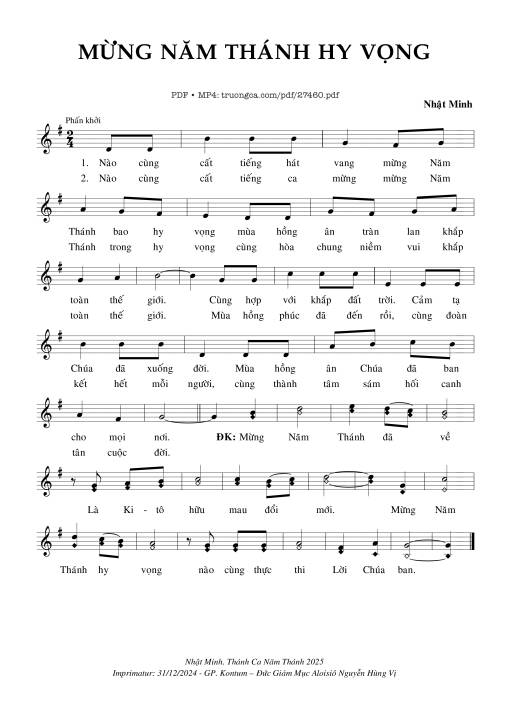 Mừng Năm Thánh Hy Vọng