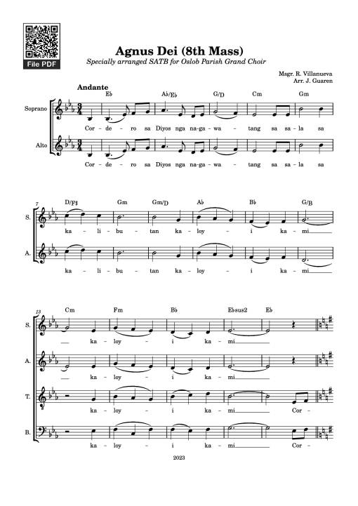 Agnus Dei (8th Mass) Guitar TAB