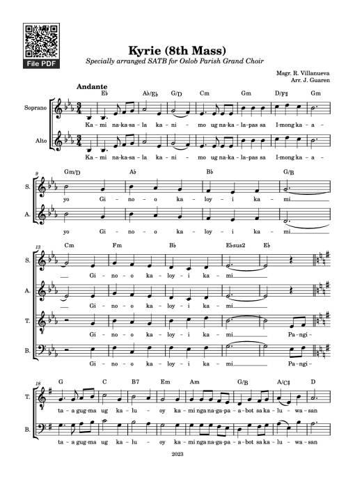 Kyrie (8th Mass) Guitar TAB