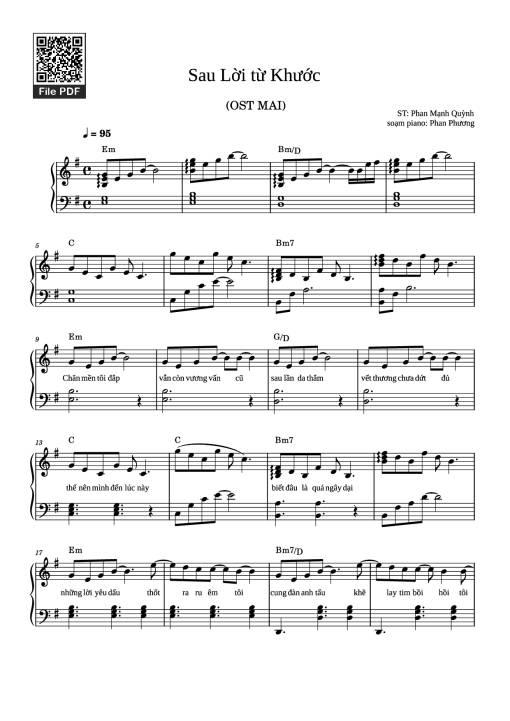 Sau Lời từ Khước (OST Mai) Piano