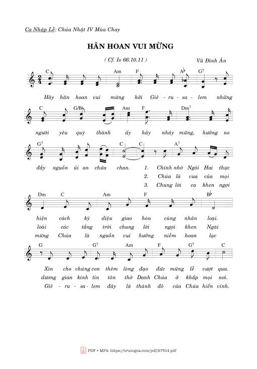 Sheet nhạc PDF bài Hân Hoan Vui Mừng