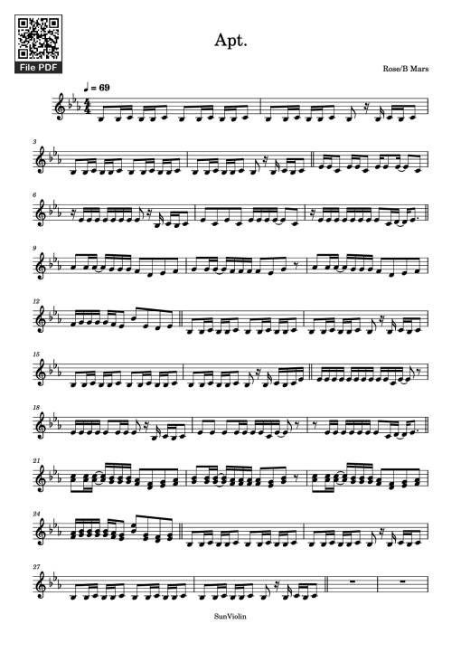 Sheet nhạc PDF bài Apt. Violin - Rose/B Mars