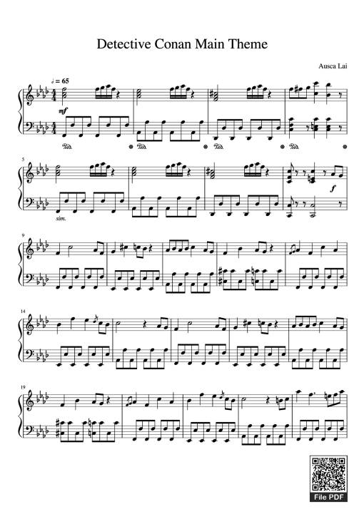 Sheet nhạc PDF bài Detective Conan Main Theme Piano