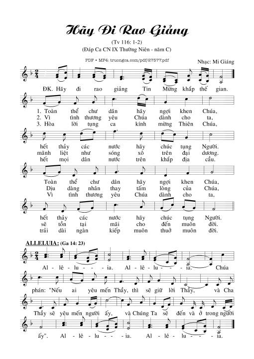 Thánh Vịnh 116, Hãy Đi Rao Giảng