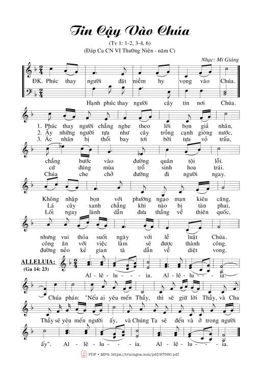 Thánh Vịnh 1, Tin Cậy Vào Chúa