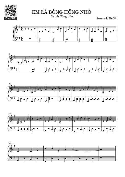 EM LÀ BÔNG HỒNG NHỎ Piano