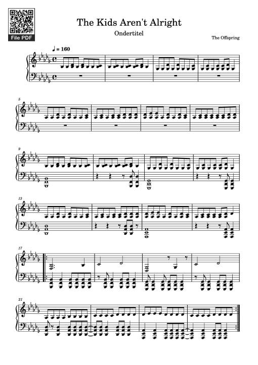 Sheet nhạc PDF bài The Kids Aren't Alright Piano