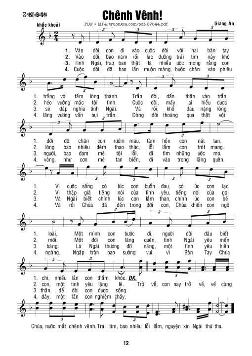 Sheet nhạc PDF bài Chênh Vênh - Giang Ân