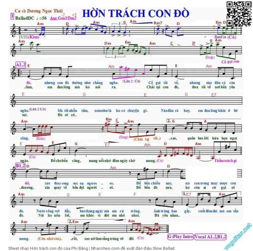 Sheet nhạc PDF bài Hờn trách con đò