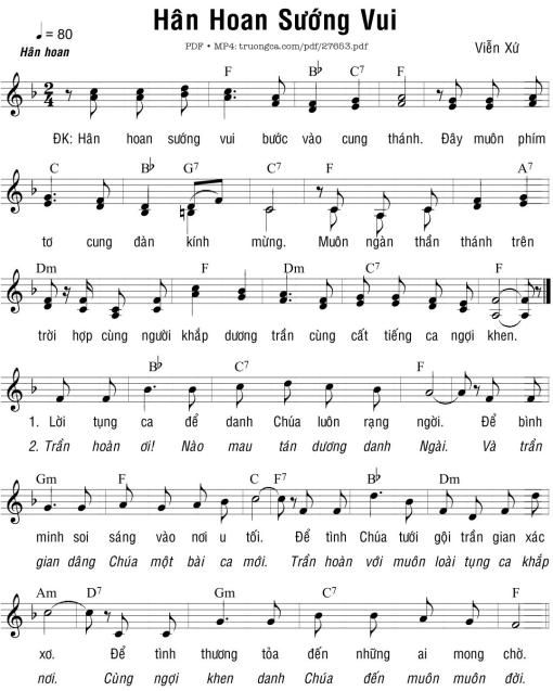 Sheet nhạc PDF bài Hân Hoan Sướng Vui