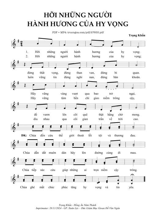 Hỡi Những Người Hành Hương Của Hy Vọng