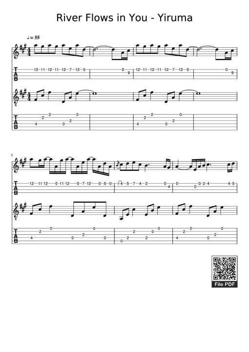 River Flows in You - Yiruma Guitar TAB