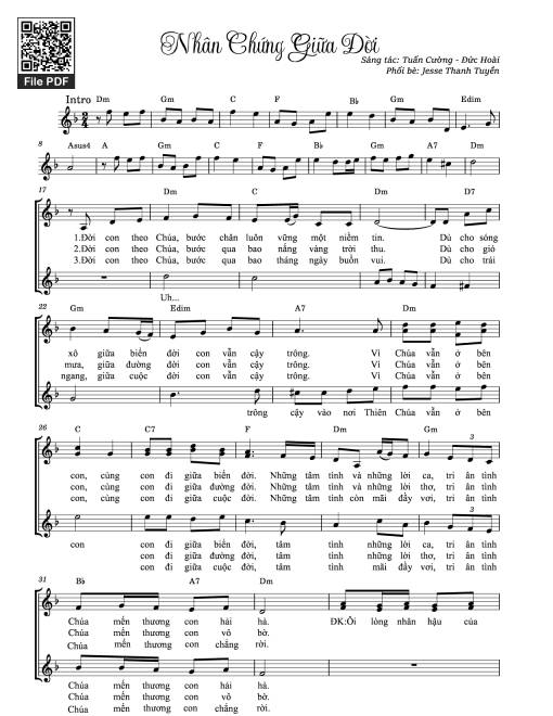 Sheet nhạc PDF bài Nhân chứng giữa đời