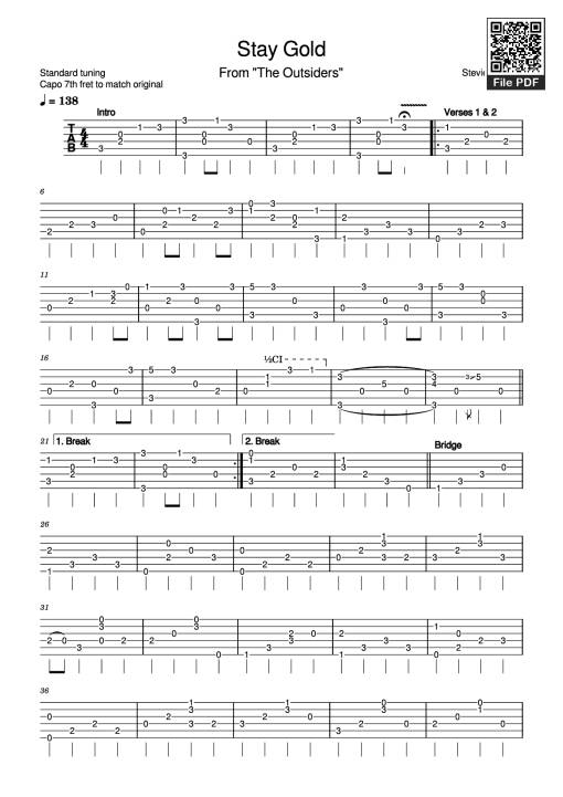 Stay Gold Guitar TAB