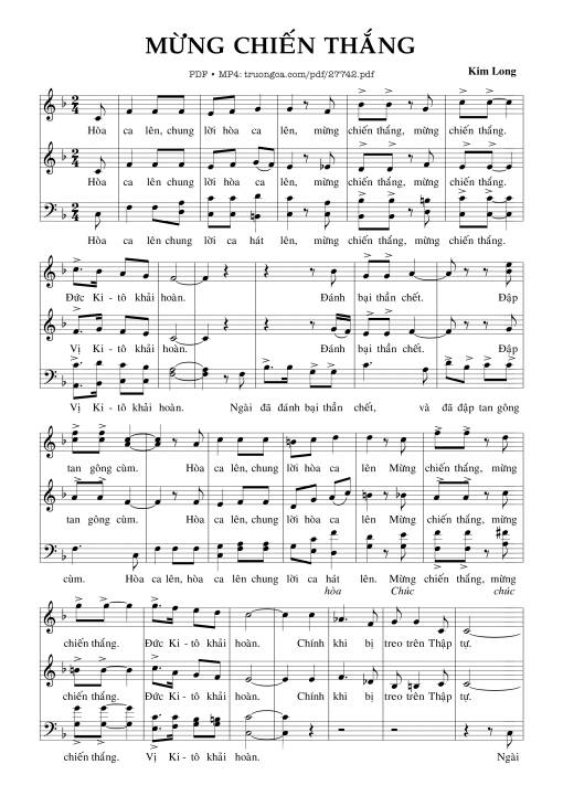 Sheet nhạc PDF bài Mừng Chiến Thắng