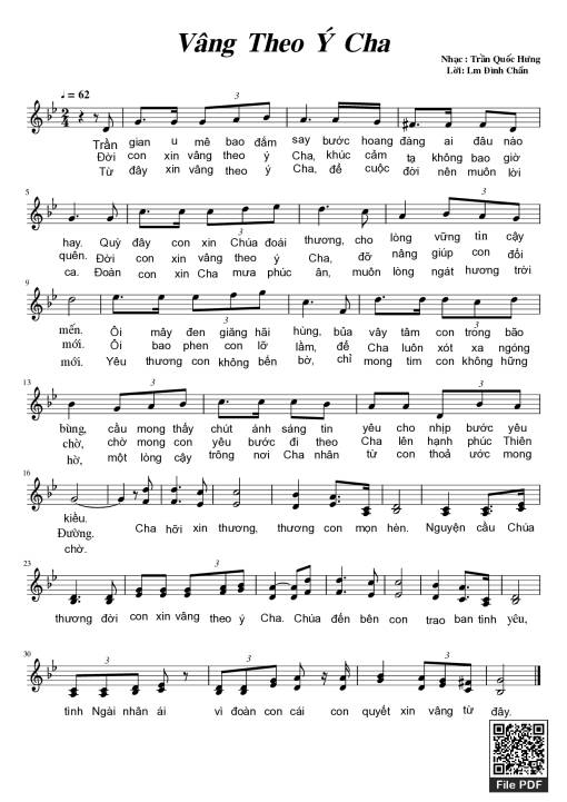 Sheet nhạc PDF bài Vâng Theo Ý Cha
