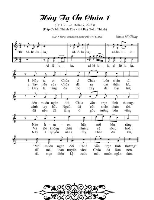 Thánh Vịnh 117, Hãy Tạ Ơn Chúa 1
