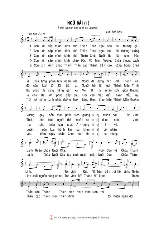 Sheet nhạc PDF bài Ngũ Bái I - Bùi Ninh