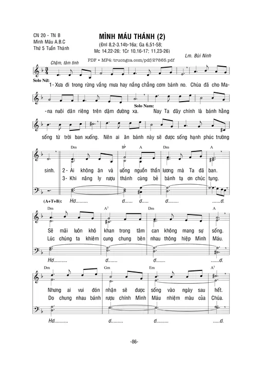 Sheet nhạc PDF bài Mình Máu Thánh 2