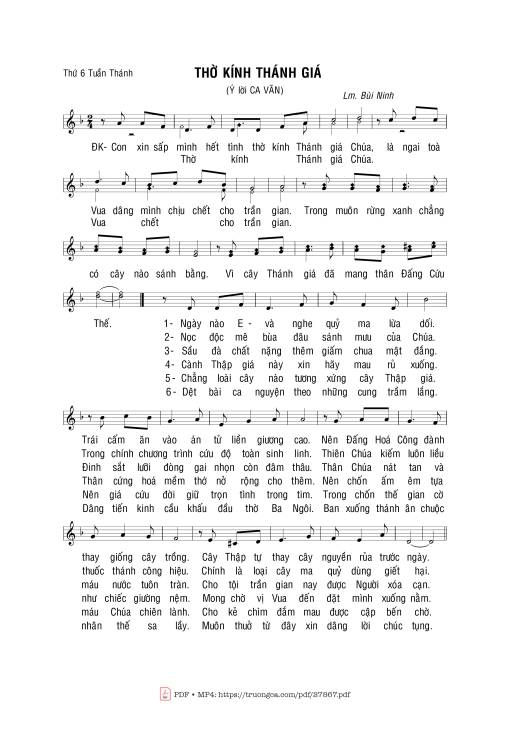 Sheet nhạc PDF bài Thờ Kính Thánh Giá