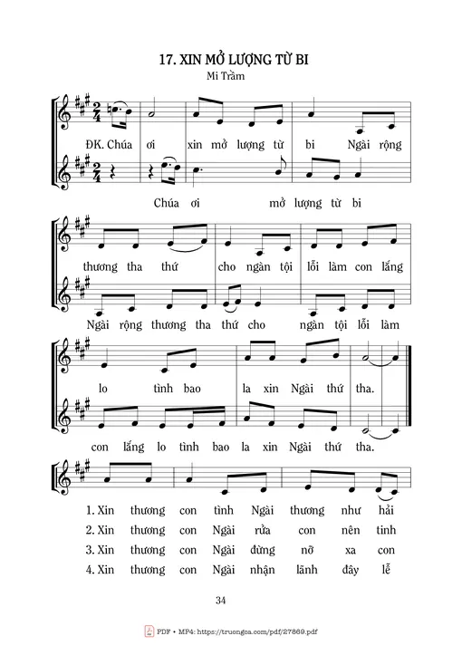 Sheet nhạc PDF bài Xin Mở Lượng Từ Bi