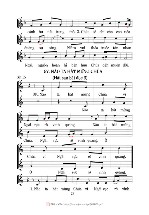 Sheet nhạc PDF bài Nào Ta Hát Mừng Chúa (Xh. 15)