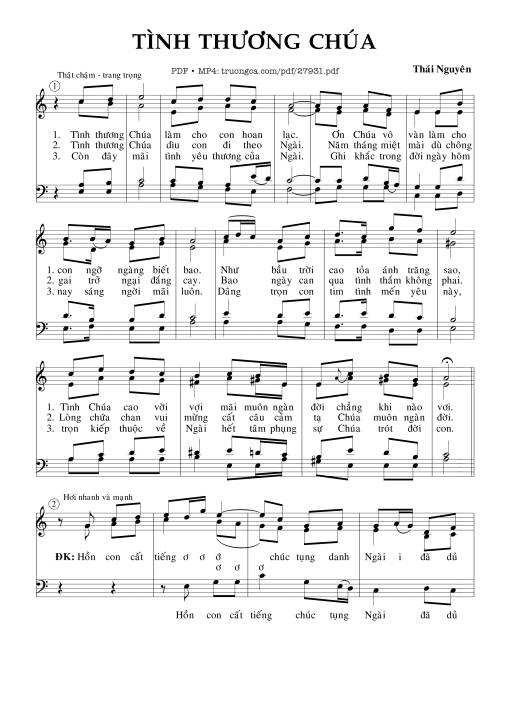 Sheet nhạc PDF bài Tình Thương Chúa