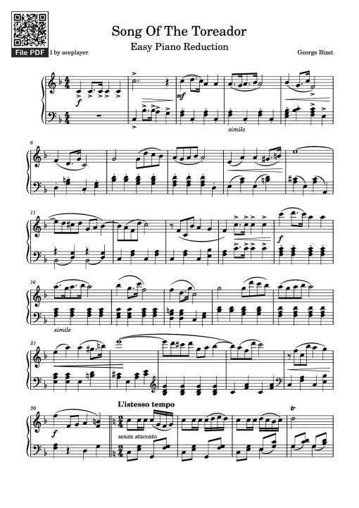 Song Of The Toreador Piano