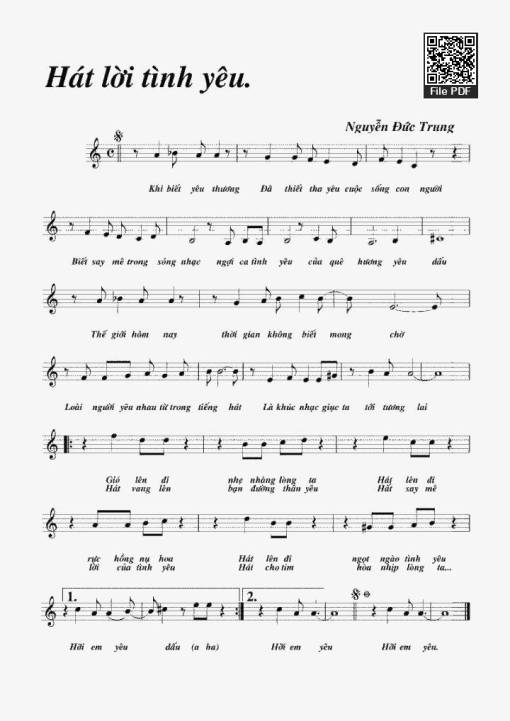 Sheet nhạc PDF bài Hát Lời Tình Yêu