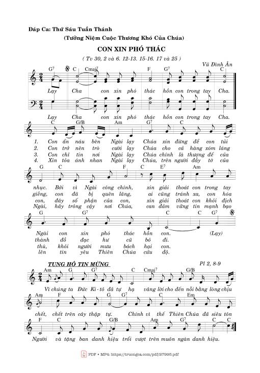 Sheet nhạc PDF bài Thánh Vịnh 30, Con Xin Phó Thác