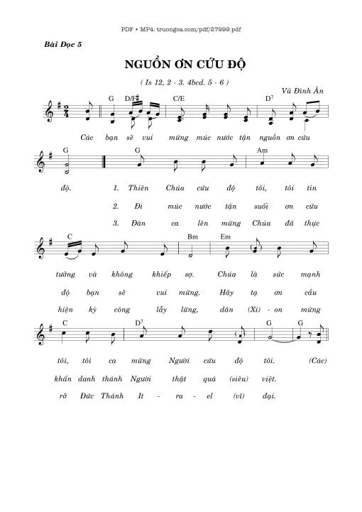 Sheet nhạc PDF bài Nguồn Ơn Cứu Độ