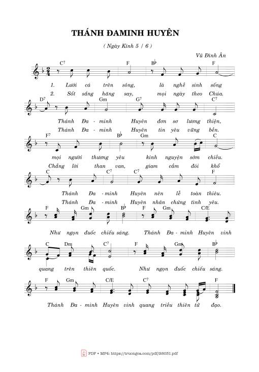 Sheet nhạc PDF bài Thánh Đaminh Huyên (05.06)