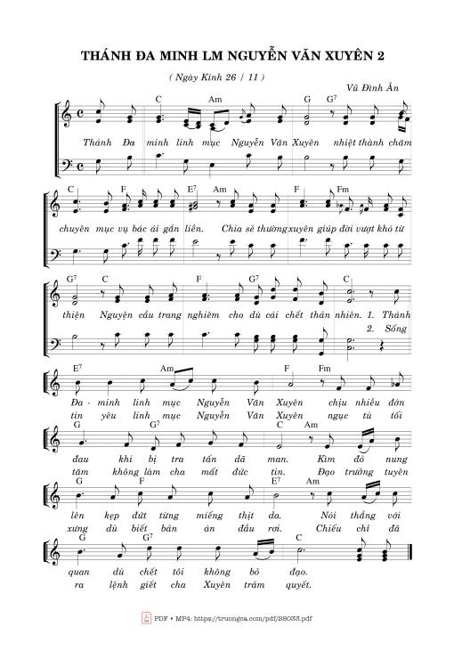 Sheet nhạc PDF bài Thánh Đaminh Lm. Nguyễn Văn Xuyên (26.11)