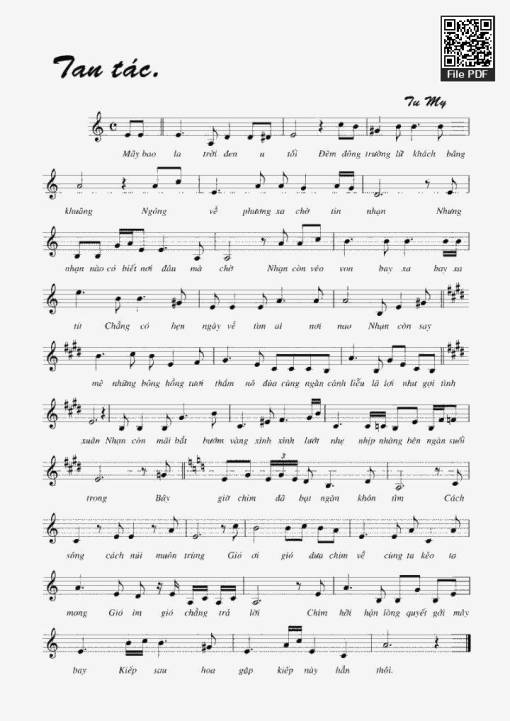 Sheet nhạc PDF bài Tan tác - Tu My