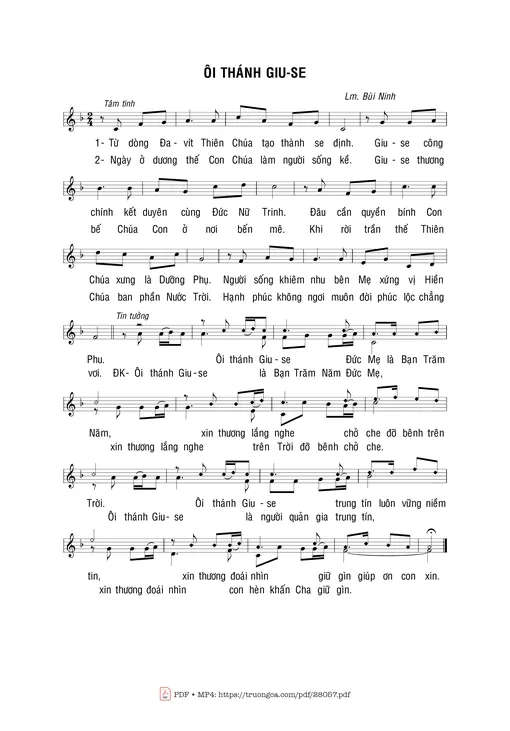 Sheet nhạc PDF bài Ôi Thánh Giuse