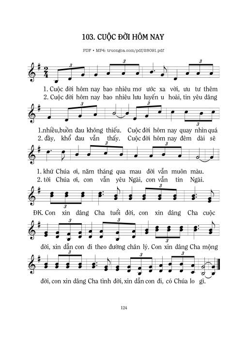 Sheet nhạc PDF bài Cuộc Đời Hôm Nay