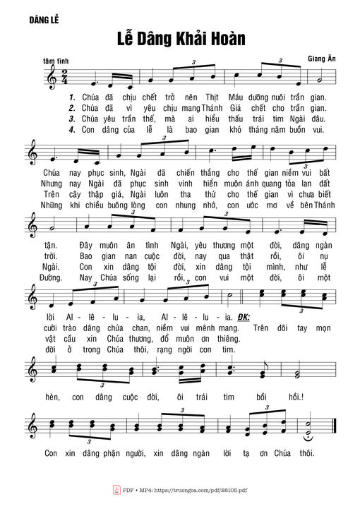 Sheet nhạc PDF bài Lễ Dâng Khải Hoàn