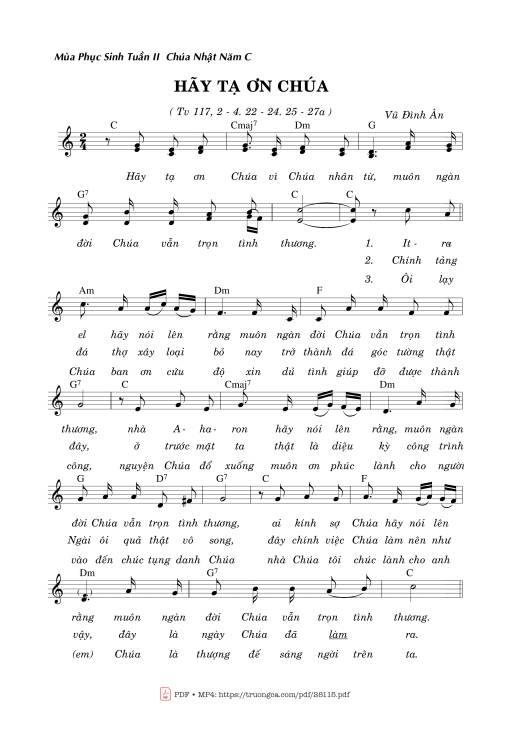 Thánh Vịnh 117, Hãy Tạ Ơn Chúa