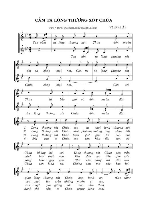 Sheet nhạc PDF bài Cảm Tạ Lòng Thương Xót Chúa