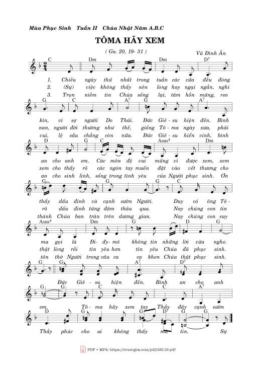 Sheet nhạc PDF bài Tôma Hãy Xem - Vũ Đình Ân