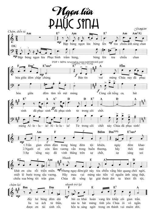 Sheet nhạc PDF bài Ngọn Lửa Phục Sinh