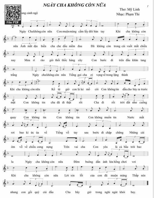 Sheet nhạc PDF bài Ngày cha không còn nữa