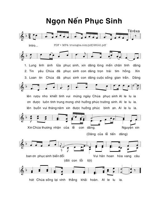 Sheet nhạc PDF bài Ngọn Nến Phục Sinh