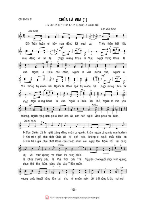 Sheet nhạc PDF bài Chúa Là Vua - Bùi Ninh
