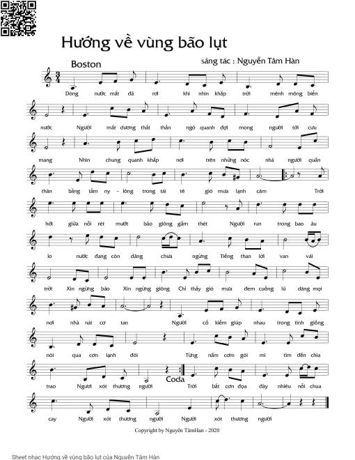 Sheet nhạc PDF bài Hướng về vùng bão lụt