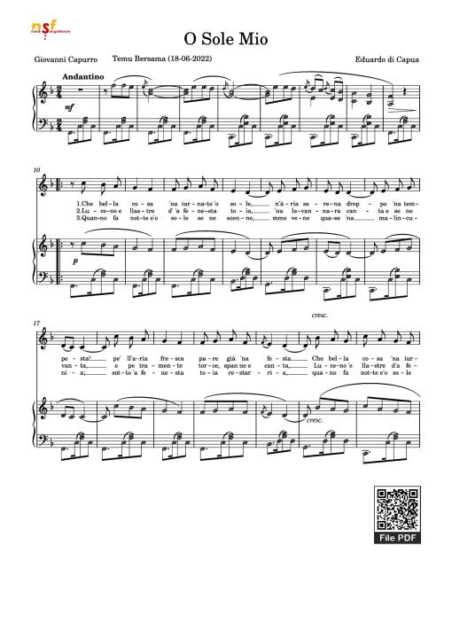 Sheet nhạc PDF bài O Sole Mio Piano