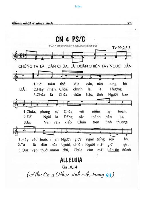 Sheet nhạc PDF bài Thánh Vịnh 99, Chúa Nhật 4C Phục Sinh