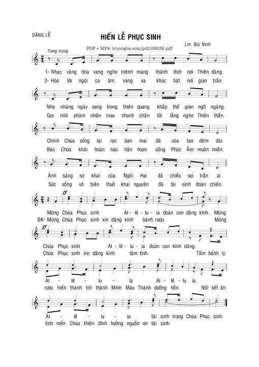 Sheet nhạc PDF bài Hiến Lễ Phục Sinh